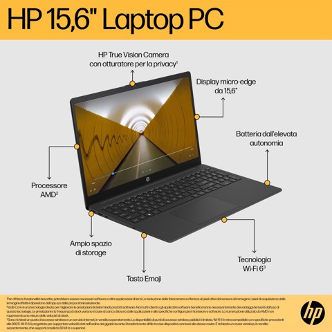 HP 15-fc0083nl AMD Ryzen™ 7 5825U Computer portatile 39,6 cm (15.6") Full HD 16 GB DDR4-SDRAM 512 GB SSD Wi-Fi 6 (802.11ax) Windows 11 Home Argento