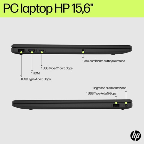 HP 15-fd0129nl Intel Core 5 120U Computer portatile 39,6 cm (15.6") Full HD 16 GB DDR5-SDRAM 1 TB SSD Wi-Fi 6 (802.11ax) Windows 11 Home Argento