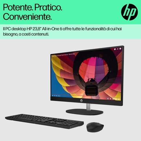 HP 24-cr0011nl PC AMD Ryzen™ 5 7520U 60,5 cm (23.8") 1920 x 1080 Pixel PC All-in-one 8 GB LPDDR5-SDRAM 512 GB SSD Windows 11 Home Wi-Fi 6 (802.11ax) Bianco