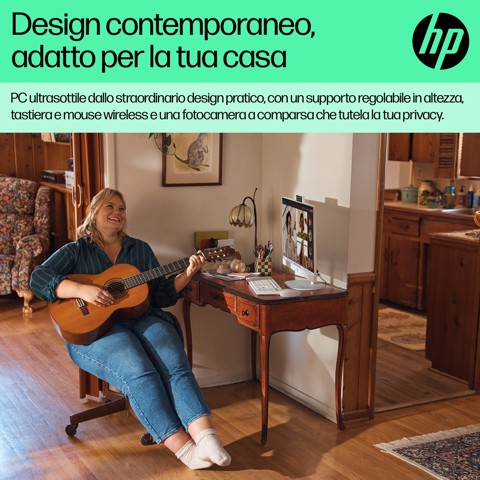 HP 24-cr0011nl PC AMD Ryzen™ 5 7520U 60,5 cm (23.8") 1920 x 1080 Pixel PC All-in-one 8 GB LPDDR5-SDRAM 512 GB SSD Windows 11 Home Wi-Fi 6 (802.11ax) Bianco
