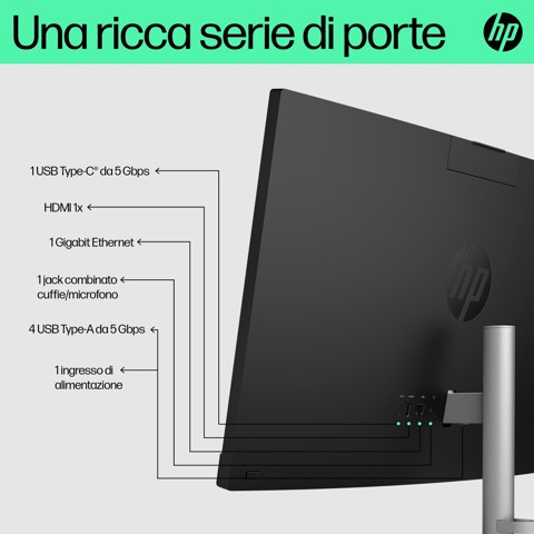 HP 24-cr0011nl PC AMD Ryzen™ 5 7520U 60,5 cm (23.8") 1920 x 1080 Pixel PC All-in-one 8 GB LPDDR5-SDRAM 512 GB SSD Windows 11 Home Wi-Fi 6 (802.11ax) Bianco