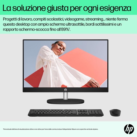HP 24-cr0011nl PC AMD Ryzen™ 5 7520U 60,5 cm (23.8") 1920 x 1080 Pixel PC All-in-one 8 GB LPDDR5-SDRAM 512 GB SSD Windows 11 Home Wi-Fi 6 (802.11ax) Bianco