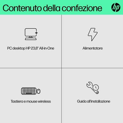 HP 24-cr0011nl PC AMD Ryzen™ 5 7520U 60,5 cm (23.8") 1920 x 1080 Pixel PC All-in-one 8 GB LPDDR5-SDRAM 512 GB SSD Windows 11 Home Wi-Fi 6 (802.11ax) Bianco