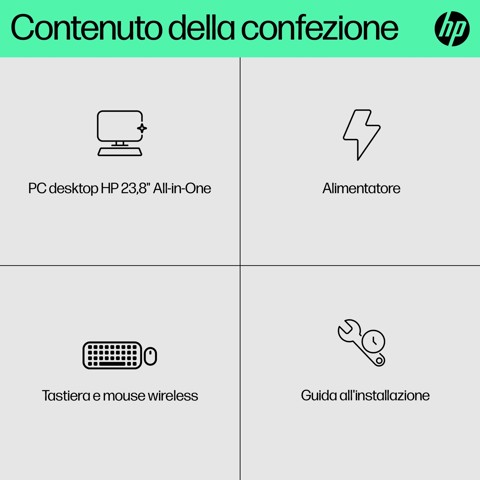 HP 24-cr0011nl PC AMD Ryzen™ 5 7520U 60,5 cm (23.8") 1920 x 1080 Pixel PC All-in-one 8 GB LPDDR5-SDRAM 512 GB SSD Windows 11 Home Wi-Fi 6 (802.11ax) Bianco
