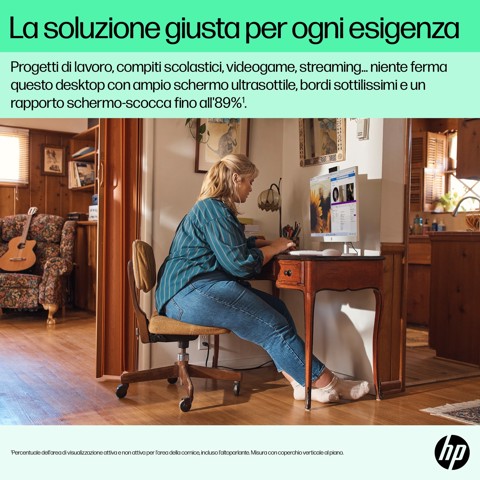 HP 24-cr0011nl PC AMD Ryzen™ 5 7520U 60,5 cm (23.8") 1920 x 1080 Pixel PC All-in-one 8 GB LPDDR5-SDRAM 512 GB SSD Windows 11 Home Wi-Fi 6 (802.11ax) Bianco