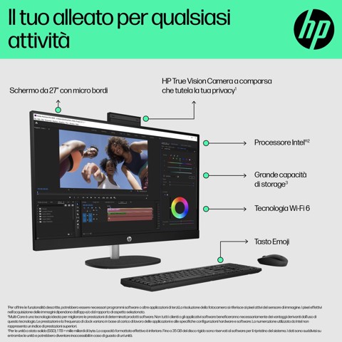 HP 27-cr0061nl Intel® Core™ i5 i5-1335U 68,6 cm (27") 1920 x 1080 Pixel PC All-in-one 16 GB DDR4-SDRAM 512 GB SSD Windows 11 Home Wi-Fi 6 (802.11ax) Bianco