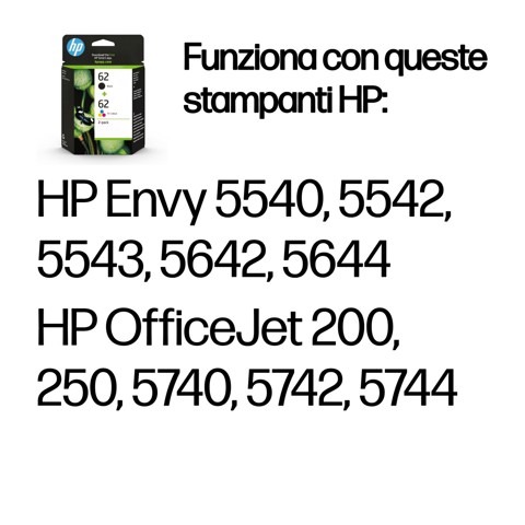 HP Confezione da 2 cartucce originali di inchiostro nero/tricromia 62