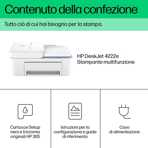 HP DeskJet 4222e Wireless All-in-One Colore Stampante, Instant Ink; Fotocopiatrice, scanner