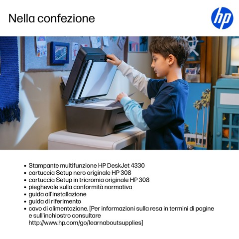 HP DeskJet 4330 Wireless All-in-One Colore Stampante, Instant Ink