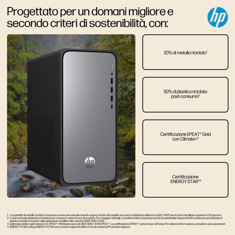 HP DV2E5EA PC/stazione di lavoro Intel® Core™ i5 i5-13400 16 GB DDR5-SDRAM 512 GB SSD Windows 11 Home Tower Argento
