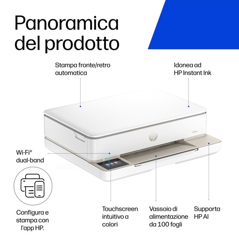 HP ENVY 6120e Wireless All-in-One Colore Stampante, Instant Ink; Stampa di foto