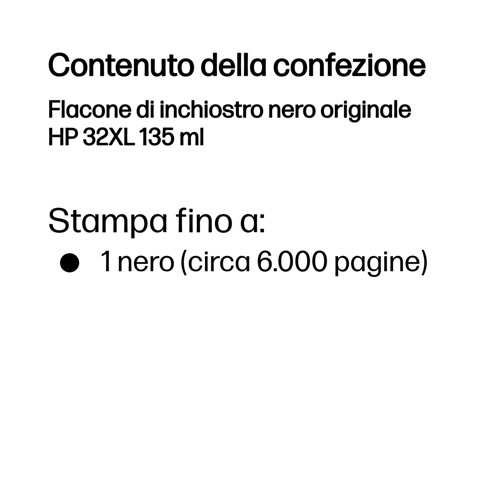 HP Flacone di inchiostro nero originale 32XL 135 ml