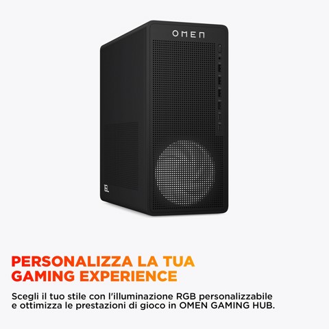 HP OMEN 16L Gaming Desktop PC TG03-0056nl PC AMD Ryzen™ 7 8700F 16 GB DDR5-SDRAM 512 GB SSD Windows 11 Home Tower AI PC Nero