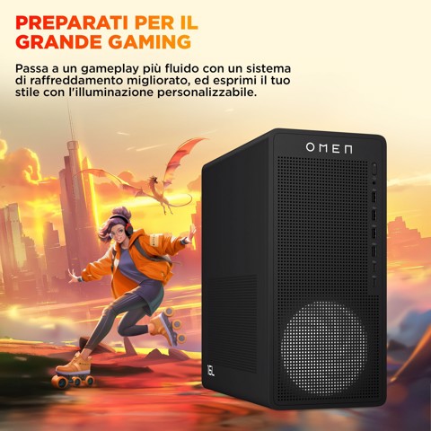 HP OMEN 16L Gaming Desktop PC TG03-0056nl PC AMD Ryzen™ 7 8700F 16 GB DDR5-SDRAM 512 GB SSD Windows 11 Home Tower AI PC Nero