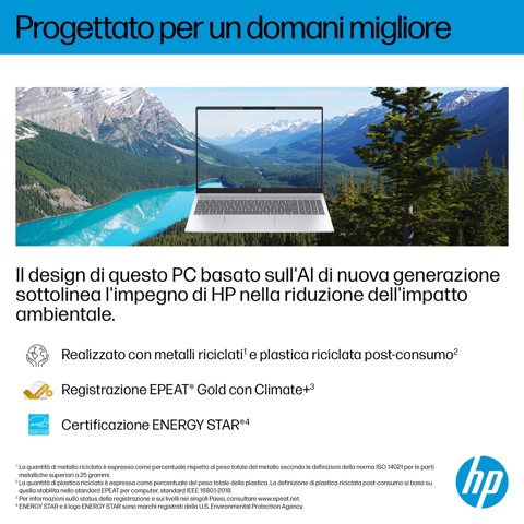 HP OmniBook 5 Laptop Next Gen AI 16-ag1034nlx Copilot+ PC AMD Ryzen AI 5 330 Computer portatile 40,6 cm (16") 2K 16 GB LPDDR5x-SDRAM 512 GB SSD Wi-Fi 6 (802.11ax) Windows 11 Home Argento