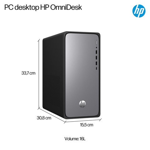HP OmniDesk M02-0027nl PC Intel® Core™ i5 i5-13400 16 GB DDR5-SDRAM 512 GB SSD Windows 11 Home Tower Nero, Argento