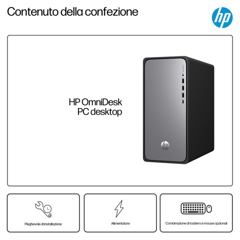 HP OmniDesk M02-0027nl PC Intel® Core™ i5 i5-13400 16 GB DDR5-SDRAM 512 GB SSD Windows 11 Home Tower Nero, Argento