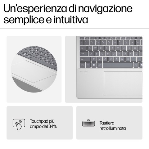 HP Pavilion 16-af0012nl Intel Core Ultra 5 125U Computer portatile 40,6 cm (16") WUXGA 16 GB LPDDR5-SDRAM 512 GB SSD Wi-Fi 6 (802.11ax) Windows 11 Home Argento