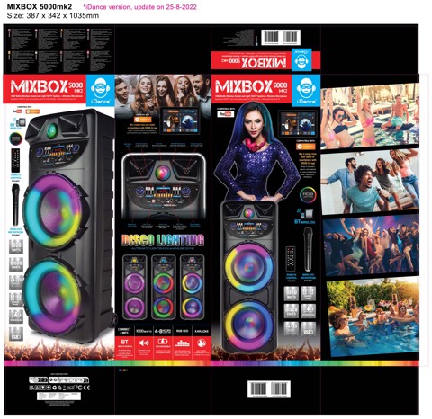 iDance Mixbox 5000mk2 Cassa Portatile a batterie Bluetooth con luci LED