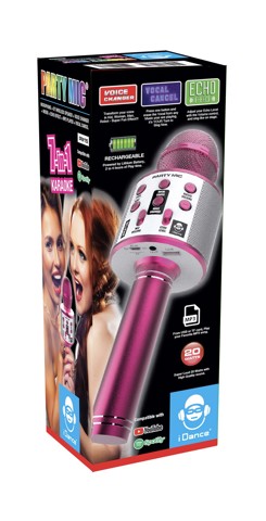 iDance PARTY MIC Microfono portatile a batterie con effetti per la voce colore Rosa