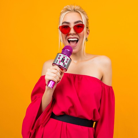 iDance PARTY MIC Microfono portatile a batterie con effetti per la voce colore Rosa