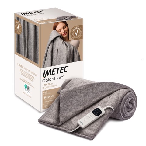 Imetec CaldoPlaid Adapto Plus Mélange 150x100 cm, Plaid riscaldabile, Morbida Coperta elettrica, Tecnologia Adapto Plus, Sistema Sicurezza ElectroBlock, Caldo Subito, 6 Temperature, Bassi Consumi, Lavabile