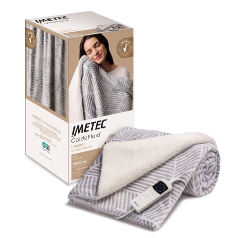 Imetec CaldoPlaid Adapto Plus Velvet&Sherpa 160x120 cm, Plaid riscaldabile, Morbida Coperta elettrica, Tecnologia Adapto Plus, Sistema Sicurezza ElectroBlock, Caldo Subito, 6 Temperature, Bassi Consumi, Lavabile