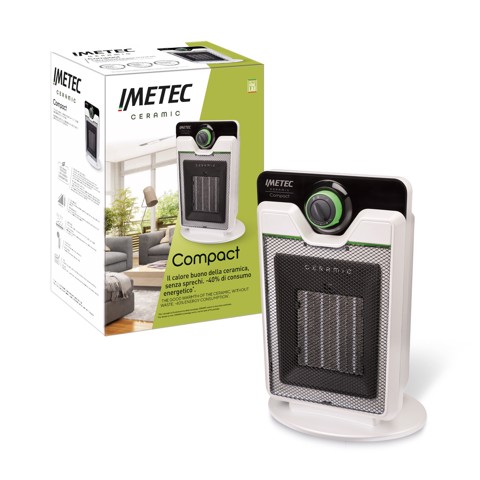 Imetec Ceramic Compact – Termoventilatore ceramico Tecnologia ceramica | Stufetta silenziosa | 3 livelli di temperatura | Termostato ambiente