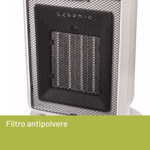 Imetec Ceramic Compact – Termoventilatore ceramico Tecnologia ceramica | Stufetta silenziosa | 3 livelli di temperatura | Termostato ambiente