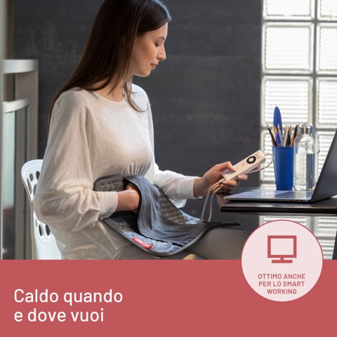 Imetec Termoforo Multiuso Intellisense Comfort, per schiena e addome, 40x35 cm, 5 temperature, Rapido riscaldamento