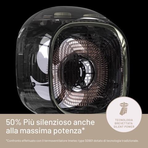 Imetec Termoventilatore Silent Power Pure, Silenzioso con ionizzatore, Timer di autospegnimento, 2100 W