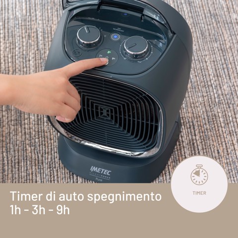 Imetec Termoventilatore Silent Power Pure, Silenzioso con ionizzatore, Timer di autospegnimento, 2100 W