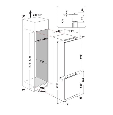 Indesit B 18 A1 D/I E Da incasso 273 L Bianco