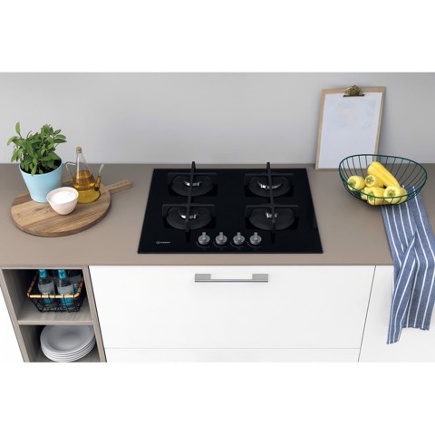 Indesit ING 61T/BK Nero Da incasso 59 cm Gas 4 Fornello(i)