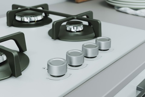 Indesit ING 61T/WH 1 piano gas vetro tortora 60cm 4 fuochi griglie in ghisa lavabili in lavastoviglie