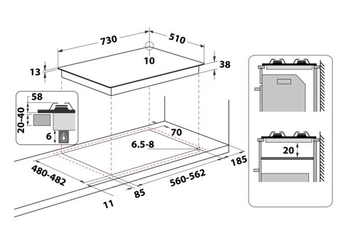 Indesit TH 752 /I (AN) Antracite Da incasso 75 cm Gas 5 Fornello(i)