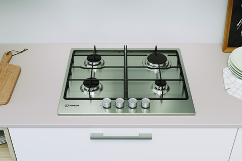 Indesit THP 642 IX/I 1 piano gas inox 60cm 4 fuochi griglie smaltate Made in Italy