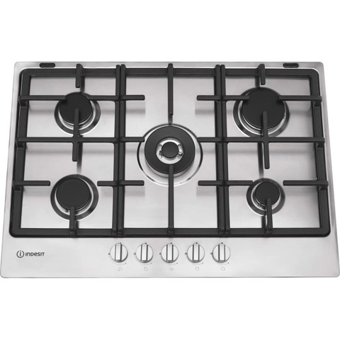 Indesit THP 751 W/IX/I IT Acciaio inossidabile Da incasso 75 cm Gas 5 Fornello(i)