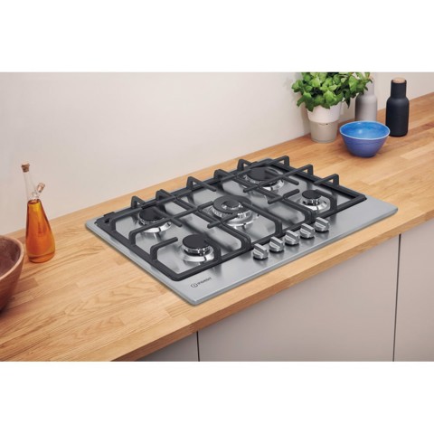 Indesit THP 751 W/IX/I IT Acciaio inossidabile Da incasso 75 cm Gas 5 Fornello(i)