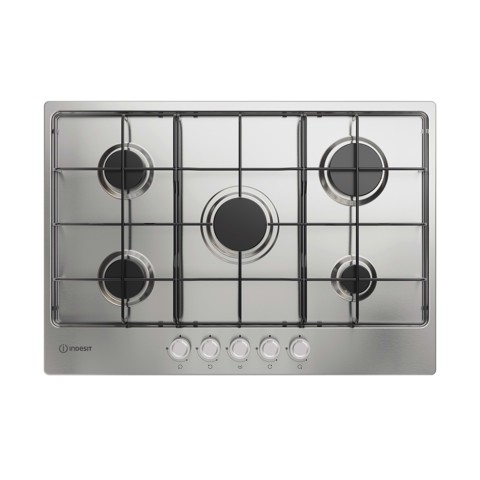 Indesit THP 752 IX/I 1 piano gas inox 75cm 5 fuochi griglie smaltate