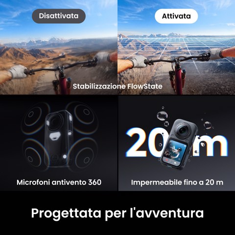 Insta360 X6 Standard Bundle fotocamera per sport d'azione 120 MP 8K Ultra HD 25,4 / 1,1 mm (1 / 1.1") Wi-Fi 195 g