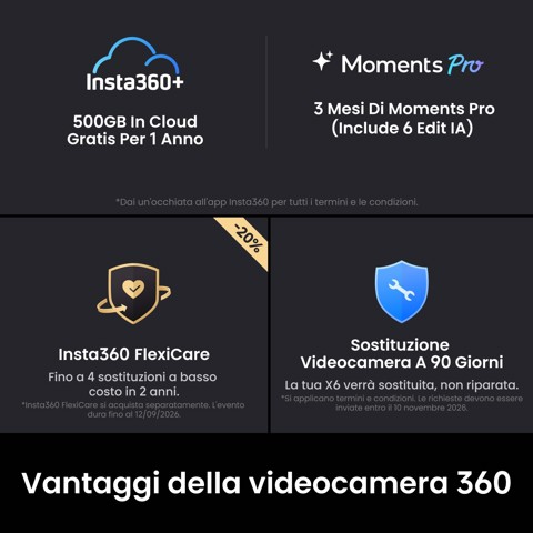 Insta360 X6 Standard Bundle fotocamera per sport d'azione 120 MP 8K Ultra HD 25,4 / 1,1 mm (1 / 1.1") Wi-Fi 195 g