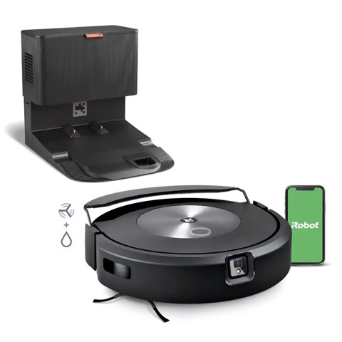 iRobot Roomba Combo j7+ aspirapolvere robot Senza sacchetto Nero, Acciaio inossidabile