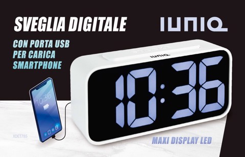 IUNIQ XDET785 Sveglia digitale Bianco