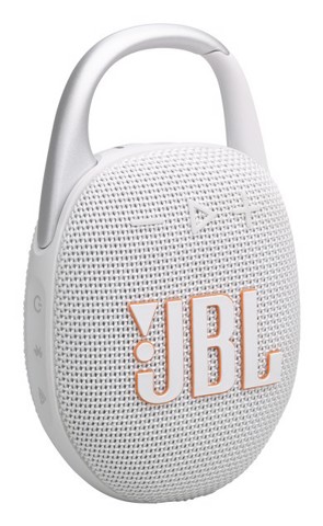 JBL Clip 5, Sistema audio portatile Waterproof e Dustproof con moschettone integrato, Bianco