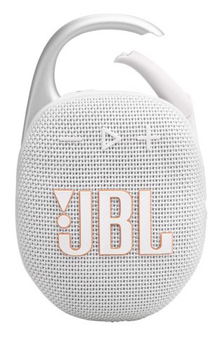 JBL Clip 5, Sistema audio portatile Waterproof e Dustproof con moschettone integrato, Bianco