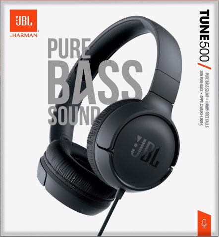JBL Tune 500 Cuffie Sovraurali con Microfono e Comando Remoto ad 1 Pulsante, Nero