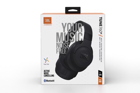 JBL Tune 760 NC, Cuffie Over-Ear Wireless Bluetooth con Cancellazione Attiva del Rumore, Nero