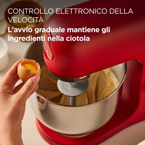 Kenwood kMix - Impastatrice planetaria, Paraschizzi, 3 ganci e fruste, 1000 W, Ciotola 5L, Rosso (KMX751ARD)