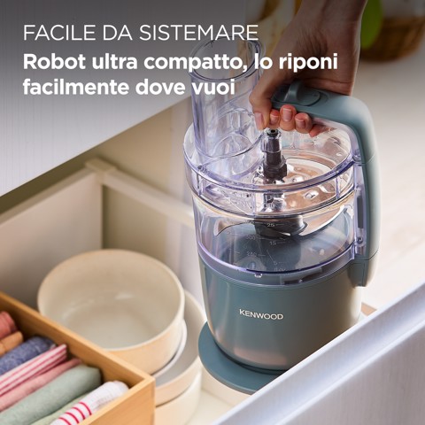 Kenwood MultiPro Go - Robot da cucina, Lama per tagliare e impastare, Disco reversibile,1,3L, 650W, Grigio (FDP22.130GY)